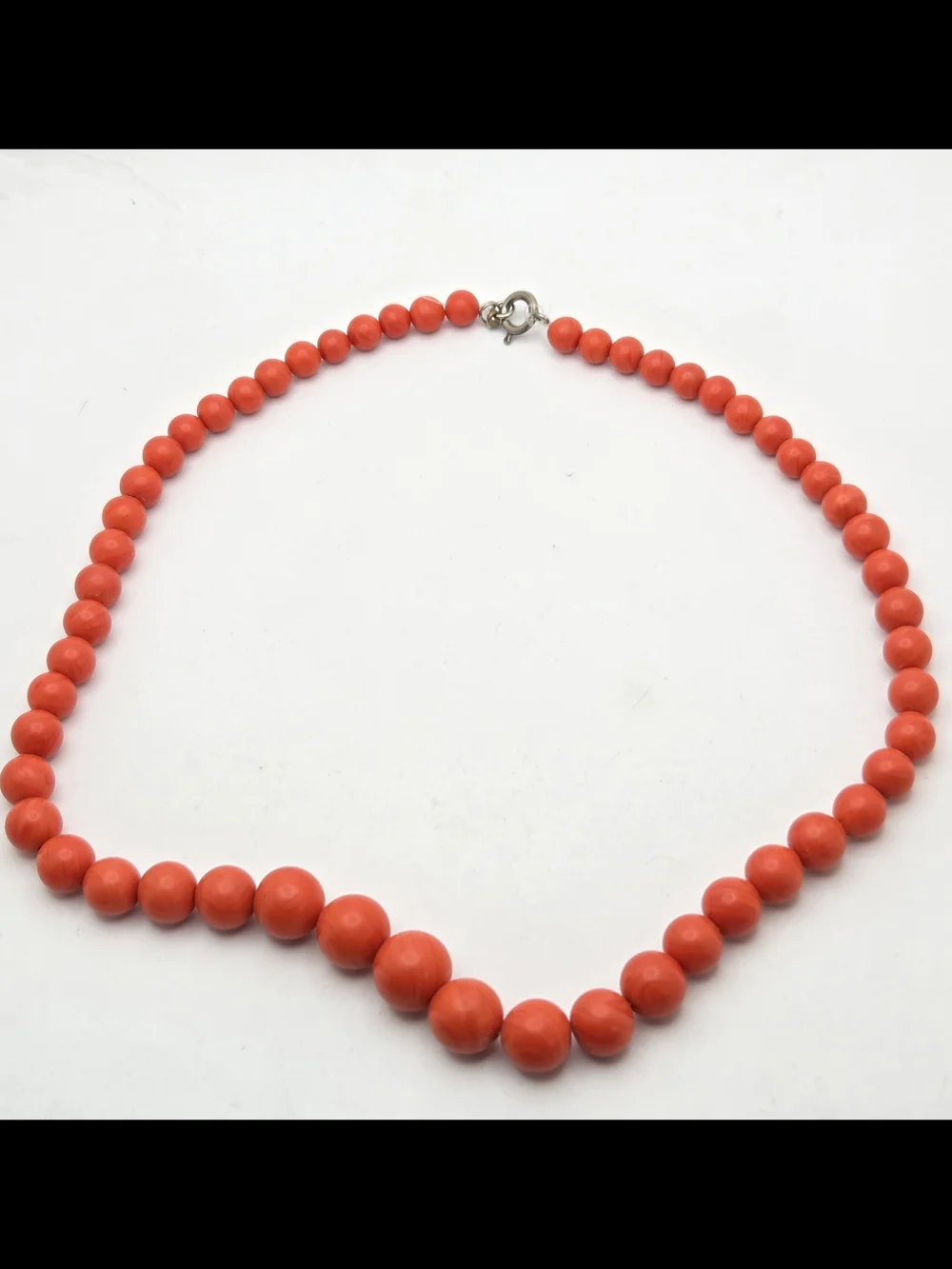 Vintage Orange Slag Glass Graduated Bead Necklace 19
